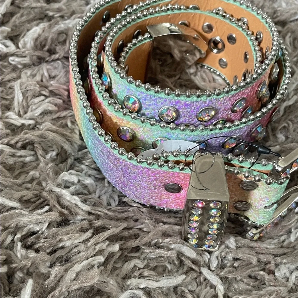 Iridescent Rhinestone Belt - Picture 3 of 10